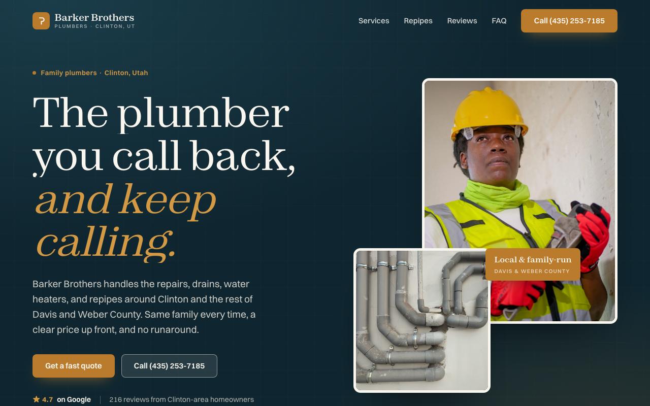 Barker Brothers Plumbers website design