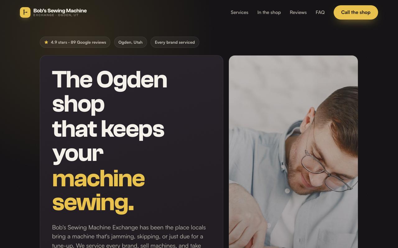 Bob's Sewing Machine Exchange website design