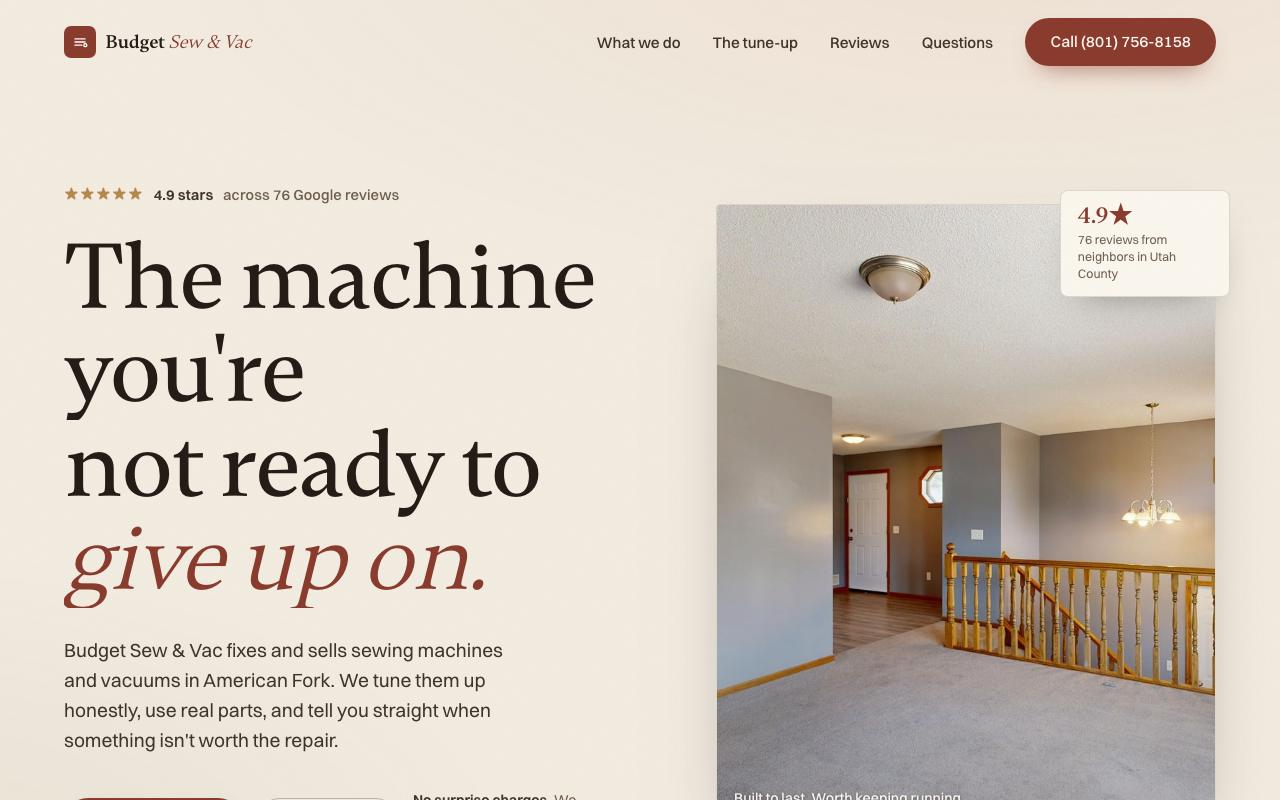 Budget Sew & Vac website design