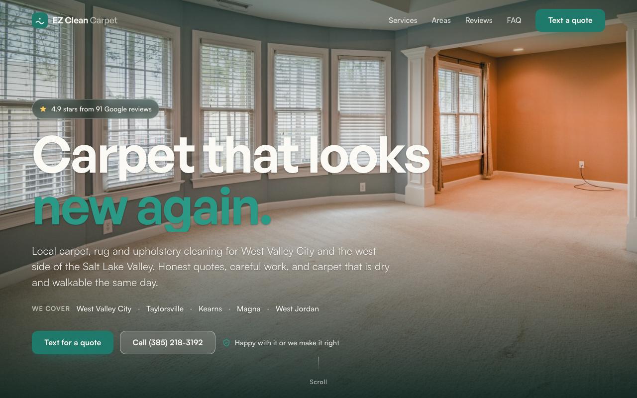 EZ Clean Carpet Cleaning website design