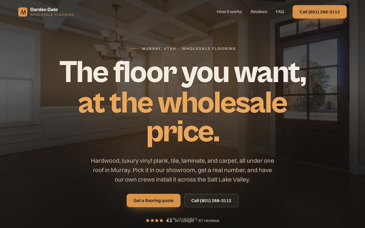 Garden Gate Wholesale Flooring website design