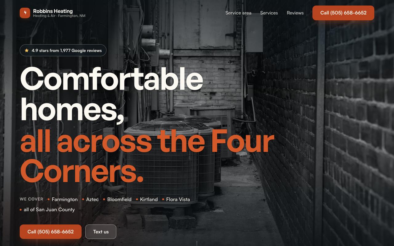 Robbins Heating and Air Conditioning website design