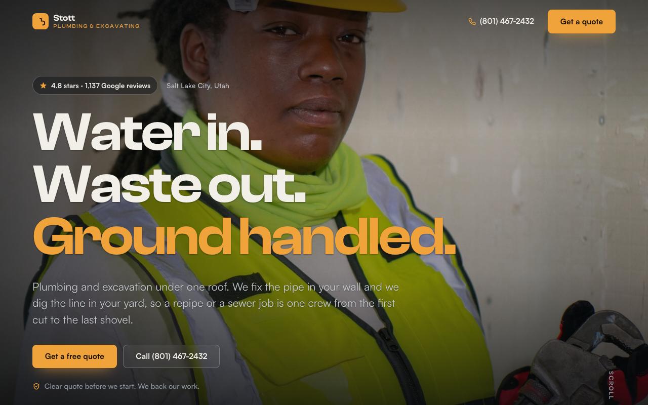 Stott Plumbing & Excavating website design