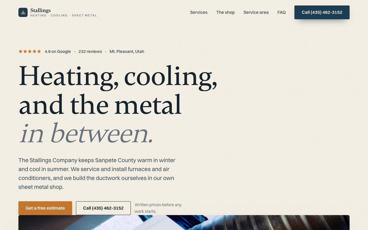 The Stallings Company - Stallings Sheet Metal website design