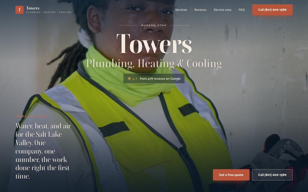 Towers Plumbing Heating & Cooling website design