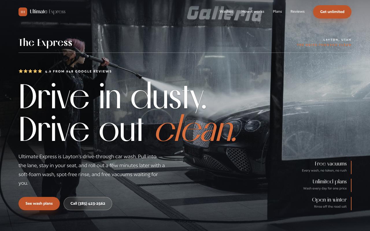 Ultimate Express Car Wash website design
