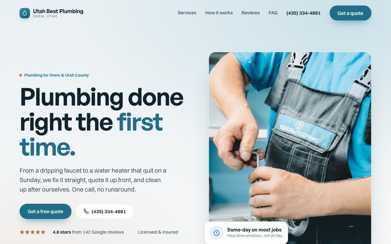 Utah Best Plumbing website design