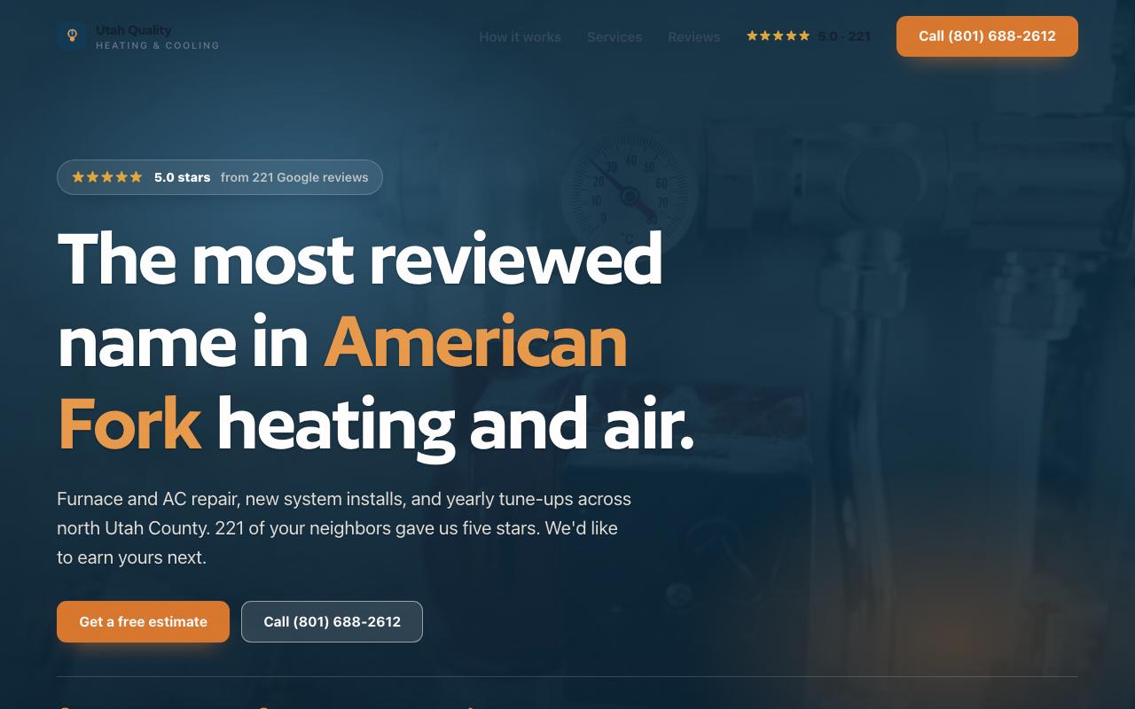 Utah Quality Heating & Cooling website design