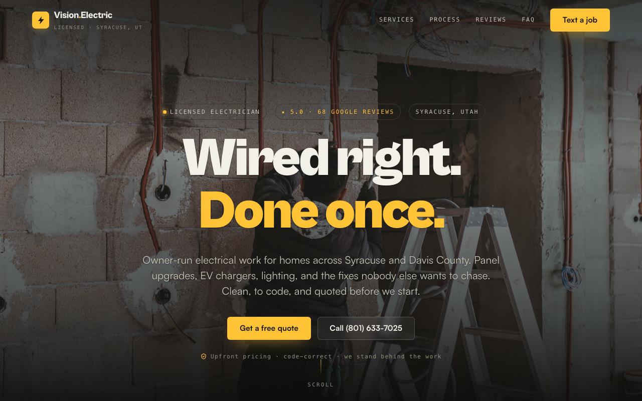 Vision Electric website design